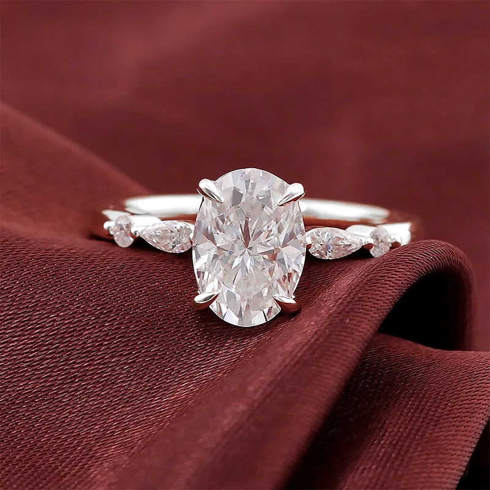 Cora Jewellery 1.5TCW Dainty Oval Moissanite Engagement Ring For Women, 18K White Gold