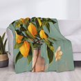 thumbnail image 3 of Fuzoiu Retro Warm Lemon Flower Print Flannel Blanket,Throw Blanket,Flannel Home Decor,Fleece Bed Blankets,Cozy Soft Blanket for Bed, Sofa, Camping, and Travel-50"x40", 3 of 6