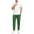 thumbnail image 6 of Dwellite Men's Casual Pants Fit Elastic Waist Drawstring Twill Pants Straight Leg Pants with Pocket Dark Green M, 6 of 7