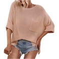 thumbnail image 3 of Summer Savings Clearance 2023! pbnbp Fall Sweaters for Women Fashion Loose Fit Knitted Long Sleeve Pullover Casual Solid V Neck Sweatshirts with Pockets, 3 of 8