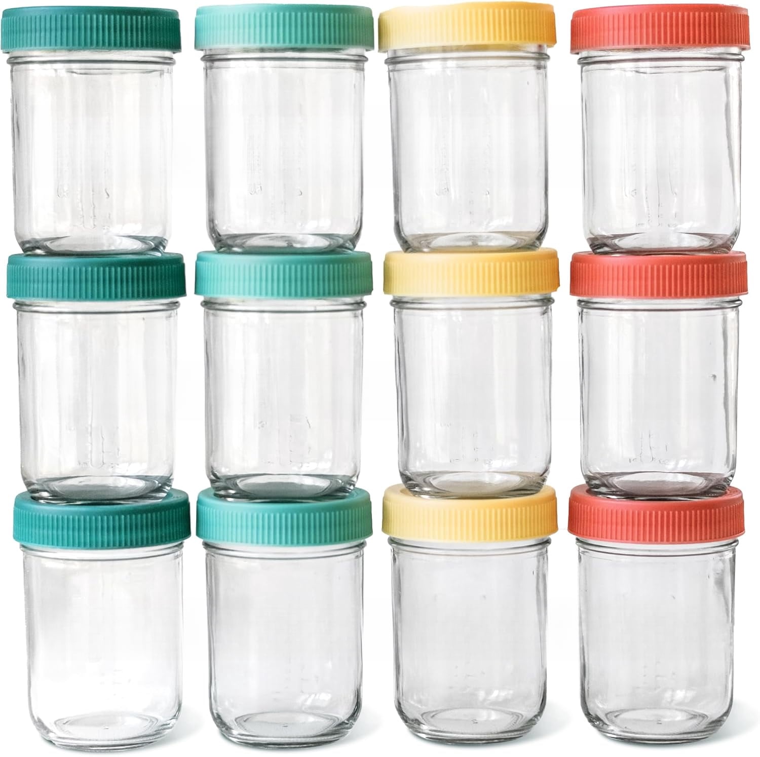 8oz Breast Milk Storage Jars (12-Pack) – Reusable Glass Baby Food Containers with Lid for Baby Formula & Breastmilk – Airtight, Stackable, Freezable