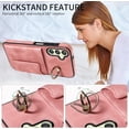 thumbnail image 4 of Phone Case for Samsung Galaxy A24 4G/5G Wallet Cover with Tempered Glass Screen Protector and Ring Stand Credit Card Holder Slot Leather Cell A 24 24A LTE Women Girls Pink, 4 of 14