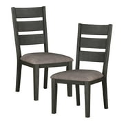 Casual Look 2pc Dining Side Chairs Set Wood Frame Neutral Toned Fabric Padded Seat