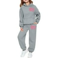 thumbnail image 2 of Boys Girls Sweatsuit Set 2 Piece 6 7 Meme Novelty Graphic Pullover Hoodie Sweatshirt Jogger Set Fall Winter Clothes Girls Sets 6-7 Years, 2 of 5