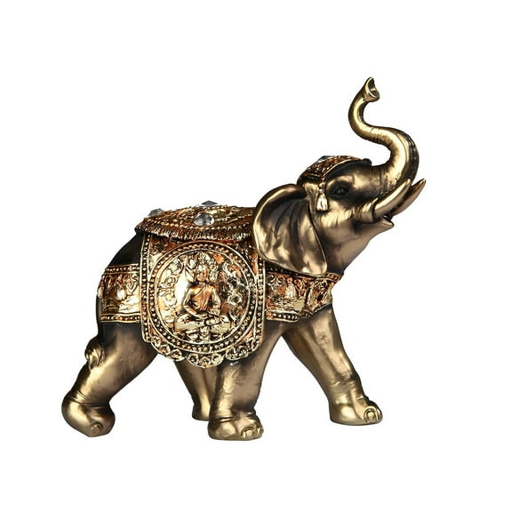 FC Design 7"W Brass Color Thai Elephant with Trunk Up Figurine Statue Sculpture Ornament Decoration Home/Room Decor and Unique Gift Ideas for Housewarming, Holidays and Birthdays