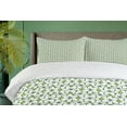 thumbnail image 4 of Ambesonne Floral Duvet Cover Sets, Nature Outline Flower Petals, 2-Queen, Apple Green Olive Green, 4 of 7