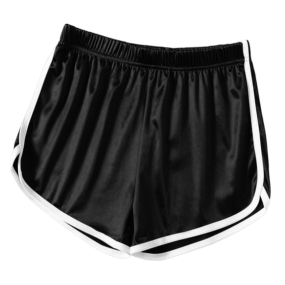 Women's High Waist Satin Dolphin Shorts Contrast Trim Solid Athletic Shorts Soft Shiny Fabric for Yoga Workout and Casual Loungewear