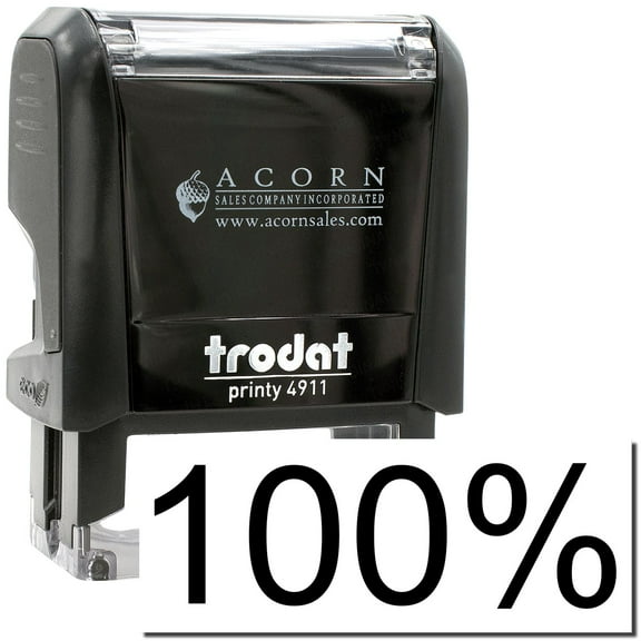 Self-Inking 100 Stamp, Trodat Printy 4911, Press and Print Stamping, Impression Size 5/8" x 1-1/2", Up to 10,000 Impressions - Black Ink