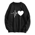 thumbnail image 4 of Bowake T-Shirts de la Saint-Valentin pour Femmes Col Rond Manches Longues Décontracté Cœur T-Shirt Mode Décontractée Chandail en Molleton Cadeaux pour Femmes, 4 of 4