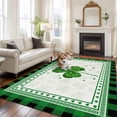 thumbnail image 2 of Large Area Rugs for Living Room Bedroom, St. Patrick's Day 5'x8' Rug Washable Carpet Runner Indoor Outdoor, Green Shamrock Buffalo Plaid Spring Non Slip Floor Mats Rug for Kitchen, Bathroom, 2 of 8