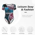thumbnail image 5 of Haiem Blue Lipped Pit Viper And Three Pink Roses Women's Crew Neck Short Sleeve Bodysuit Tops Stretchy Slim Basic-XX-Large, 5 of 8