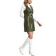 thumbnail image 4 of Vestido mini de tirantes con botones de imitación de cuero para mujer, V cuello, color verde oliva, 4 of 5