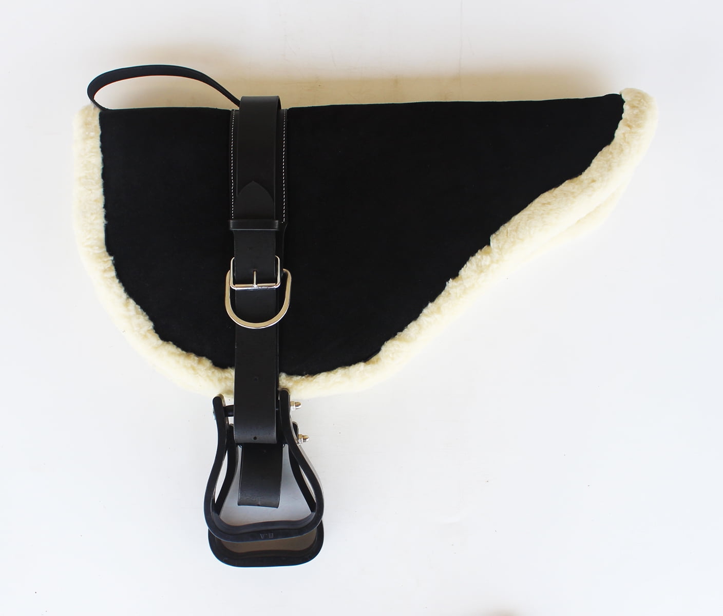 Horse SADDLE PAD Suede Leather Bareback Pad Treeless Stirrups Black