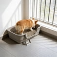 thumbnail image 4 of 19.29x14.96x5.12 Inch Semi Enclosed Cat Litter Box with High Sides, Low Entry Extra Large Litter Box for Indoor Cats,Senior Cats & Kittens, Easy Clean & Anti-Splashing Pet Potty With Cat Shovel, 4 of 6