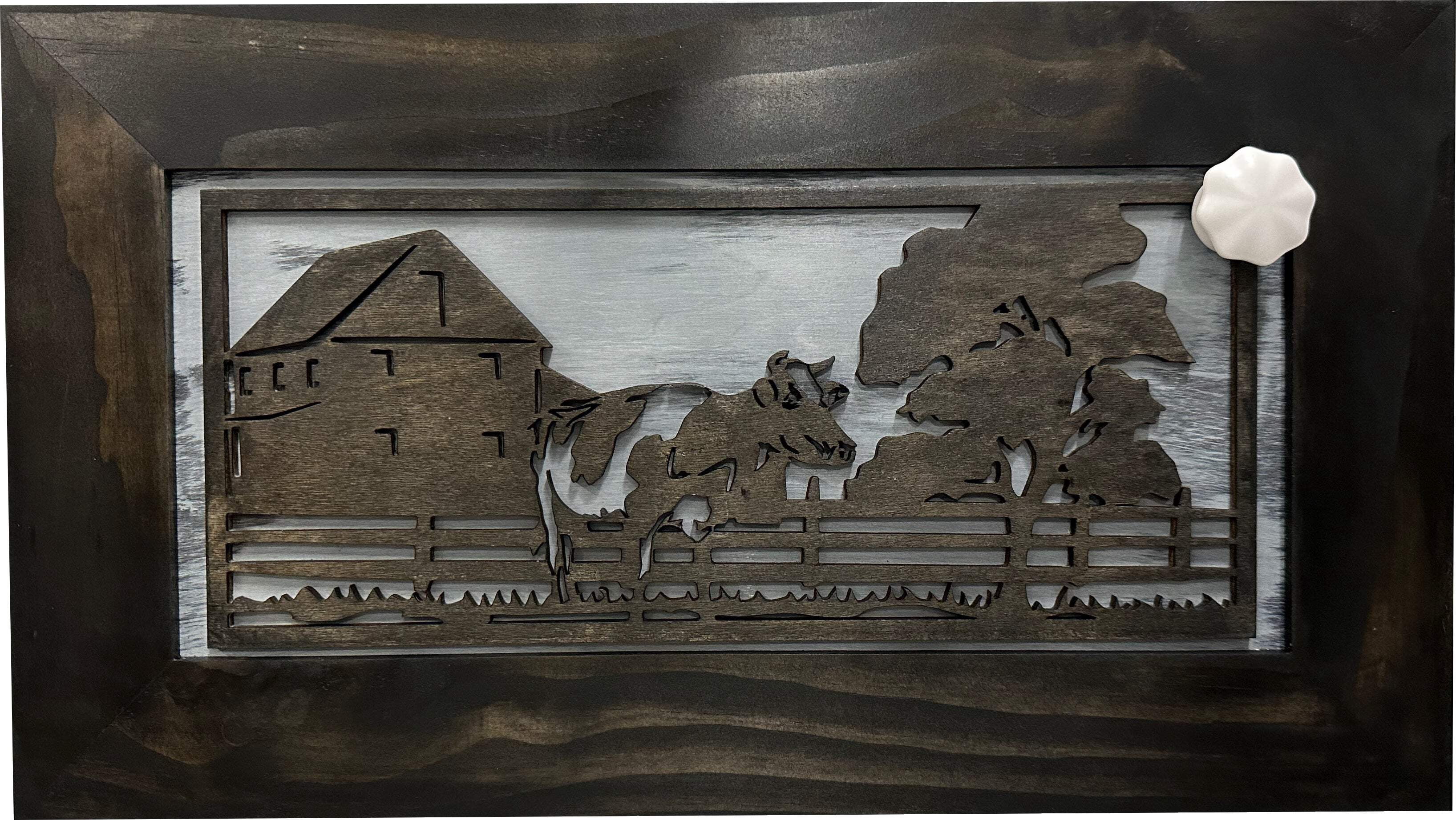Bellewood Designs Decorative Cow Farm Wall-Mounted Secure Gun Cabinet - Gun Safe To Securely Store Your Gun  Home Self Defense Gear