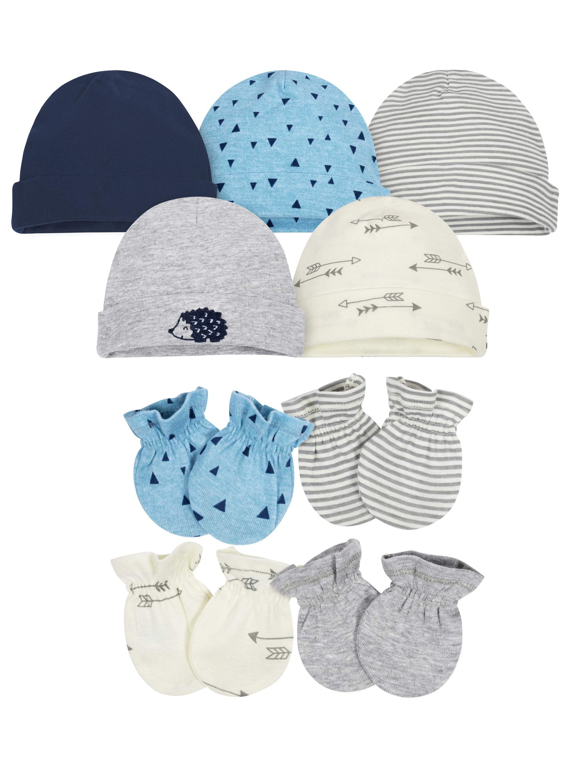 Gerber Baby Boy Caps and Mittens Accessories Bundle, 9Piece Set
