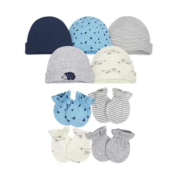 Gerber Gerber Baby Boy Caps and Mittens Accessories Bundle, 9Piece