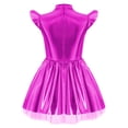 thumbnail image 4 of Raenseen Kids Girls Outerspace Astronaut Dress Robot Dress Up Iridescent Glossy Flare Sleeve Ruffle Alien Tutu Dress Hot Pink 12, 4 of 7