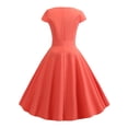 thumbnail image 4 of LUXUR Women Solid Color Swing Dresses Casual Holiday Midi Dress Watermelon Red L, 4 of 7