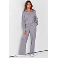 thumbnail image 2 of Conjunto Deportivo de Mujer PRETTYGARDEN 2 Piezas Sudadera con Media Cremallera y Pantalones Palazzo Gris Talla S, 2 of 7