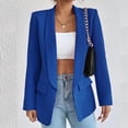 thumbnail image 4 of Ashirexll Blazers for Women Solid Color Slim Lapel Small Suit Cardigan Jacket Womens Blazers Dressy Casual Blue L, 4 of 5