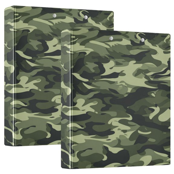 3 Ring Binder 1.5 inch Round Rings with Interior Pockets Binders Organizer Office School 1Pack Green Army Camouflage
