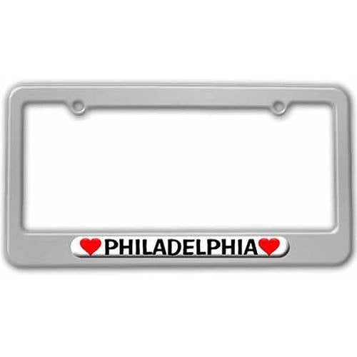 Philadelphia Love with Hearts License Plate Tag Frame, Multiple Colors