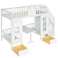 thumbnail image 5 of Harper & Bright Designs Twin Over Twin Bunk Bed with 2 Drawers and Storage Stairs, Loft Bed with Desk and Seat Can Be Turned Into Bunk Bed, White, 5 of 12