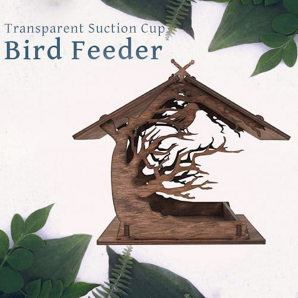 LACKUST Bird Feeders Outdoor Clearance,DIY Wooden Birdhouse Feeder as a Unique Garden Gift for Courtyard and Balcony,Brown