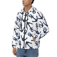 thumbnail image 3 of Honeii Navy Blue Anchors Print Hoodies for Men, Pullover & Full Zip, Breathable Zip up Hoodie, Sweatshirt-Large, 3 of 5