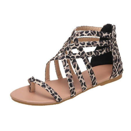 

Awdenio Summer Womens Sandals Summer-tied Zipper Flat Sandals Woven Thong Ladies Ladies Sandals