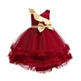 thumbnail image 2 of ZHUASHUM Dress For Girls 2024 Toddler Girls Sleeveless Solid Color Embroidery Lace Ruffles Party Evening Dress Wedding Dress,6-7 Years Red, 2 of 9