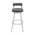 thumbnail image 2 of Lynof Swivel Counter Stool in Silver Metal with Grey Faux Leather, 2 of 2