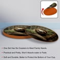 thumbnail image 4 of Sloth 6Pcs Round Microfiber Leather Car Coasters, 11x11 cm/4.3x4.3 in, Cup Holder Coasters for Car, Drink Absorbent Car Coasters, Slip Car Coaster Set, 4 of 6