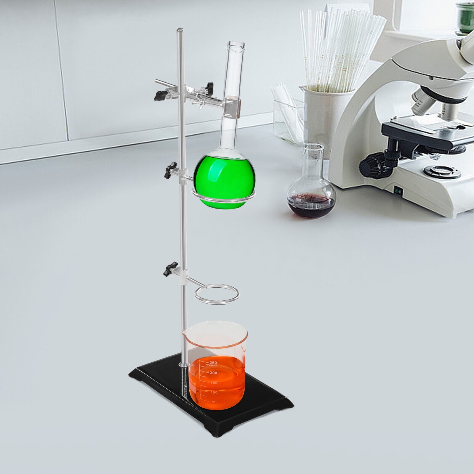 50cm Lab Stand Support Platform 2-Ring Condenser Clamp Stands Chemistry Holder