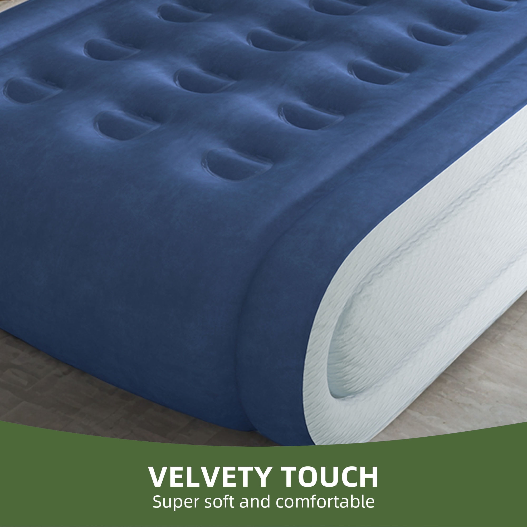 Uforic Twin Air Mattress,Luxurious Velvet Surface, Unsurpassed Body Support, Ergonomic Design with Integrated Pillow, Emergency Repair Kit, and Rapid Inflation/Deflation
