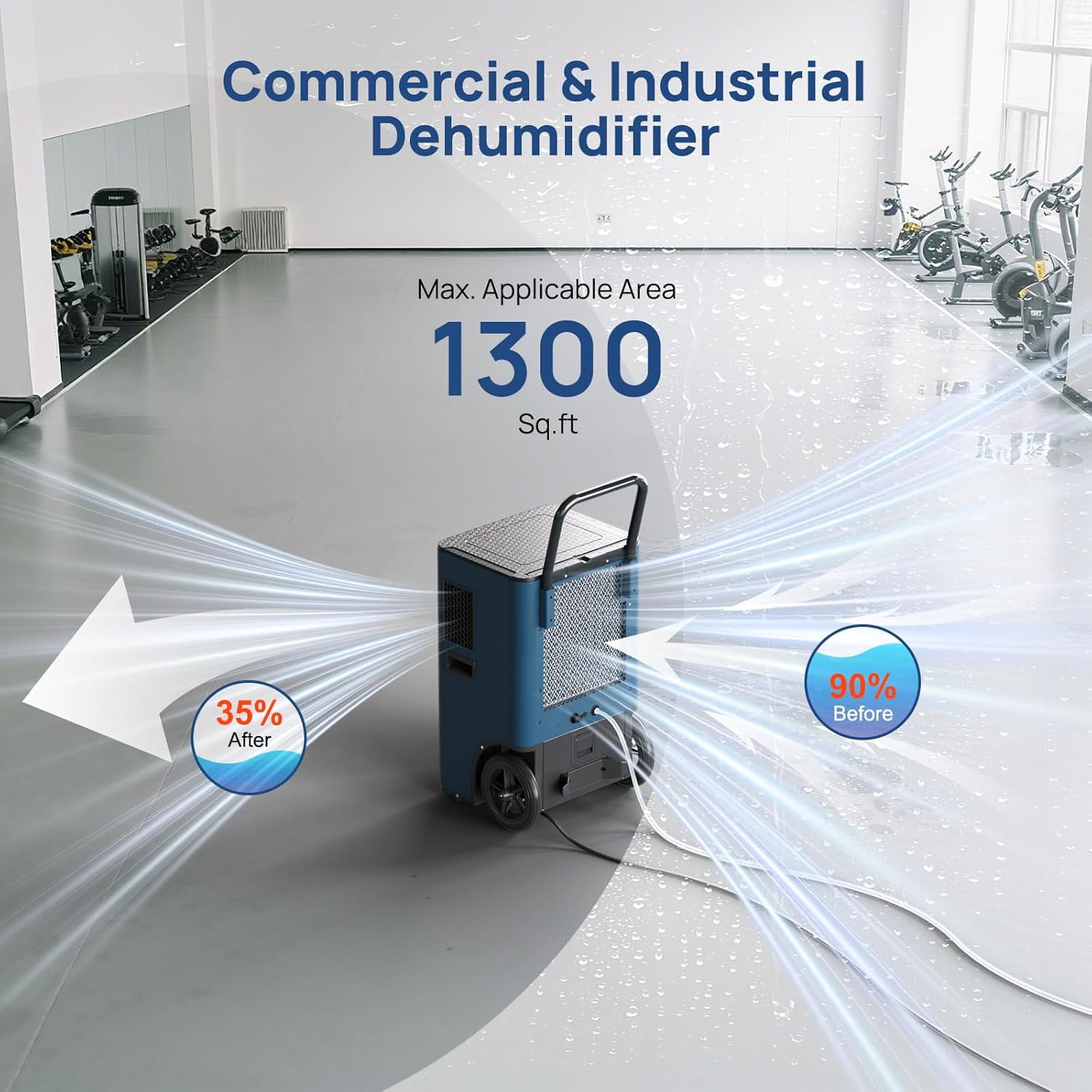 ARGENDON Commercial Dehumidifier with Pump for Basement, 110 Pints Heavy Duty Industrial  Dehumidifiers on Wheels with Drain Hose for Water Damage Restoration,Garage, AUTO Defrost ，SLGR Dehumidifiers