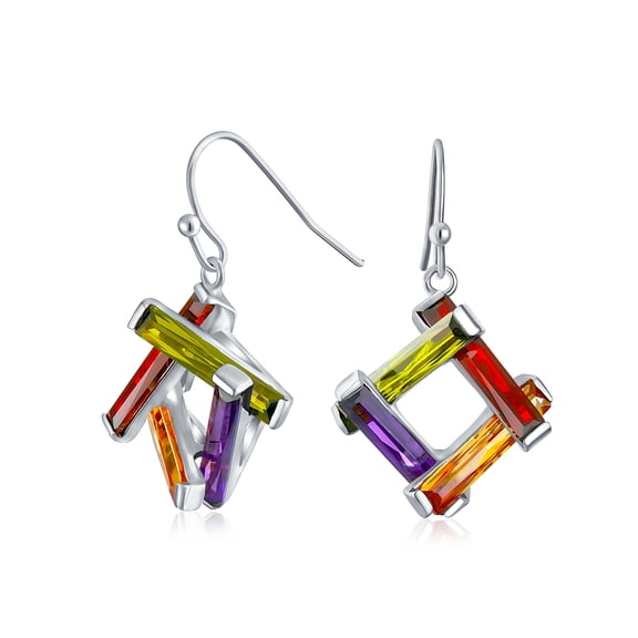 Bling Jewelry Womens  CZ Bars Dangle Chandelier Earrings Silver Plated
