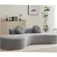 thumbnail image 3 of JERFIT Modern Curved Cloud Couch Sofa, 3-4 Seater Upholstered Sectional with Pillows, Anti-Wrinkle Point Corduroy, Gray, 3 of 10