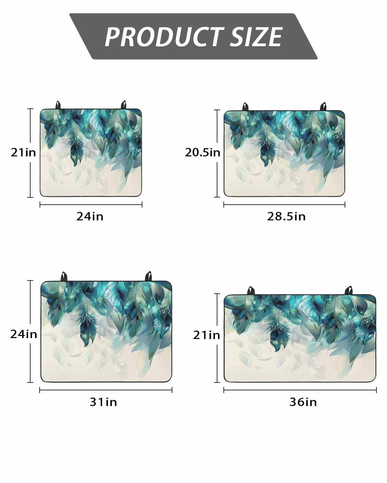 Stove Top Covers for Electric Stove, Teal Feather Glass Stovetop Cover Protector, Farmhouse Feather Art Teal Ombre Induction Cooktop Protector Oven Mat for Kitchen Countertop 24"x21"