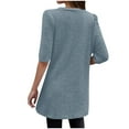 thumbnail image 3 of jtjvou Long Ribbed T-Shirt for Women Loose Crew Neck Tunic Tops Casual Short Sleeve Tee Shirts Blouse with Pockets Blue XXL, 3 of 7