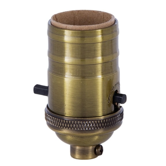 B&P Lamp® Heavy Turned Brass Socket With Antique Brass Finish, Push-Thru Function, No Uno Threads