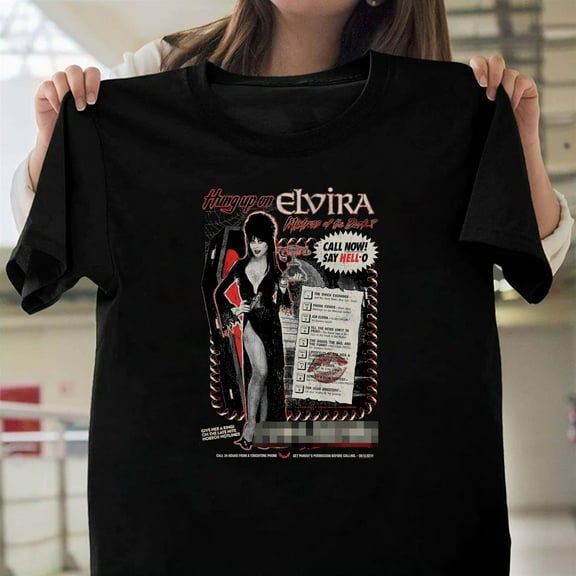 Elvira's Late Night Horror Hotline Mistress of the Unisex T-Shirt, Dark Creepy V70589, Up to Size 5XL