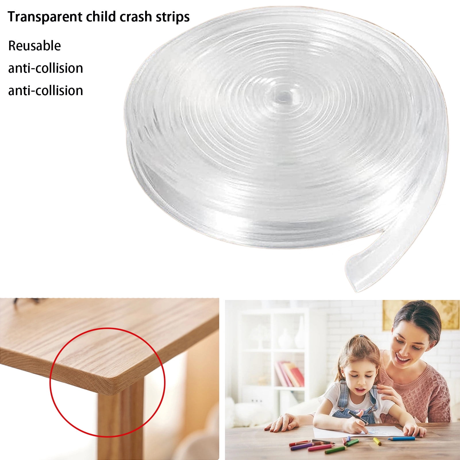 Homeer Bumper Strip Anti-collision Strip Table Corner Protector Transparent Bumper Strip Strong Adhesive Child Protective Strip Home Accessories