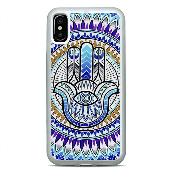 Evil Eye Hand Guard Henna Hamsa White Case Shockproof Hard Rubber Custom Case Cover For iPhone 13 Mini