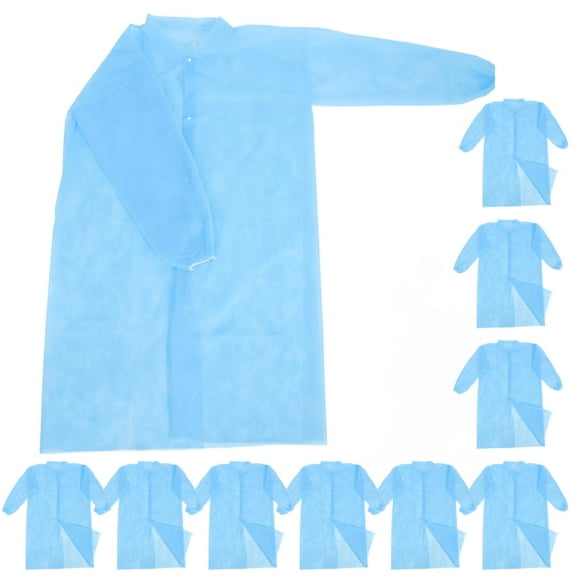 10pcs Disposable Lab Coats Men Women Lab Coats Lightweight Non-Woven Protective Suit