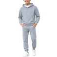 thumbnail image 2 of Fesfesfes Kids Unisex Fleece Lined Hooded Sweatshirt and Cinched Cuff Jogger Pants Set Cozy Winter Two Piece Outfit for School Daily Wear, 2 of 7