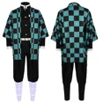 thumbnail image 4 of Disfraz de Cosplay de Kamado Tanjirou, espada Katana, accesorios, máscara, ropa de anime, conjunto de uniforme con gotas para las orejas, 4 of 5