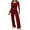 Wine, variant on qolati Womens 2 Piece Matching Lounge Sets Spring Fashion Half Button Long Sleeve Henley Shirts with Wide Leg Pants Airport Travel Vacation Outfits Gym Sweatsuits Brown M