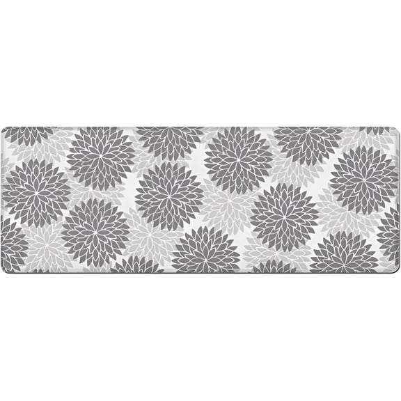 RLESO Kitchen Mats for Floor 1/2" Anti Fatigue Mats Floral Kitchen Rugs Cushioned Gray
